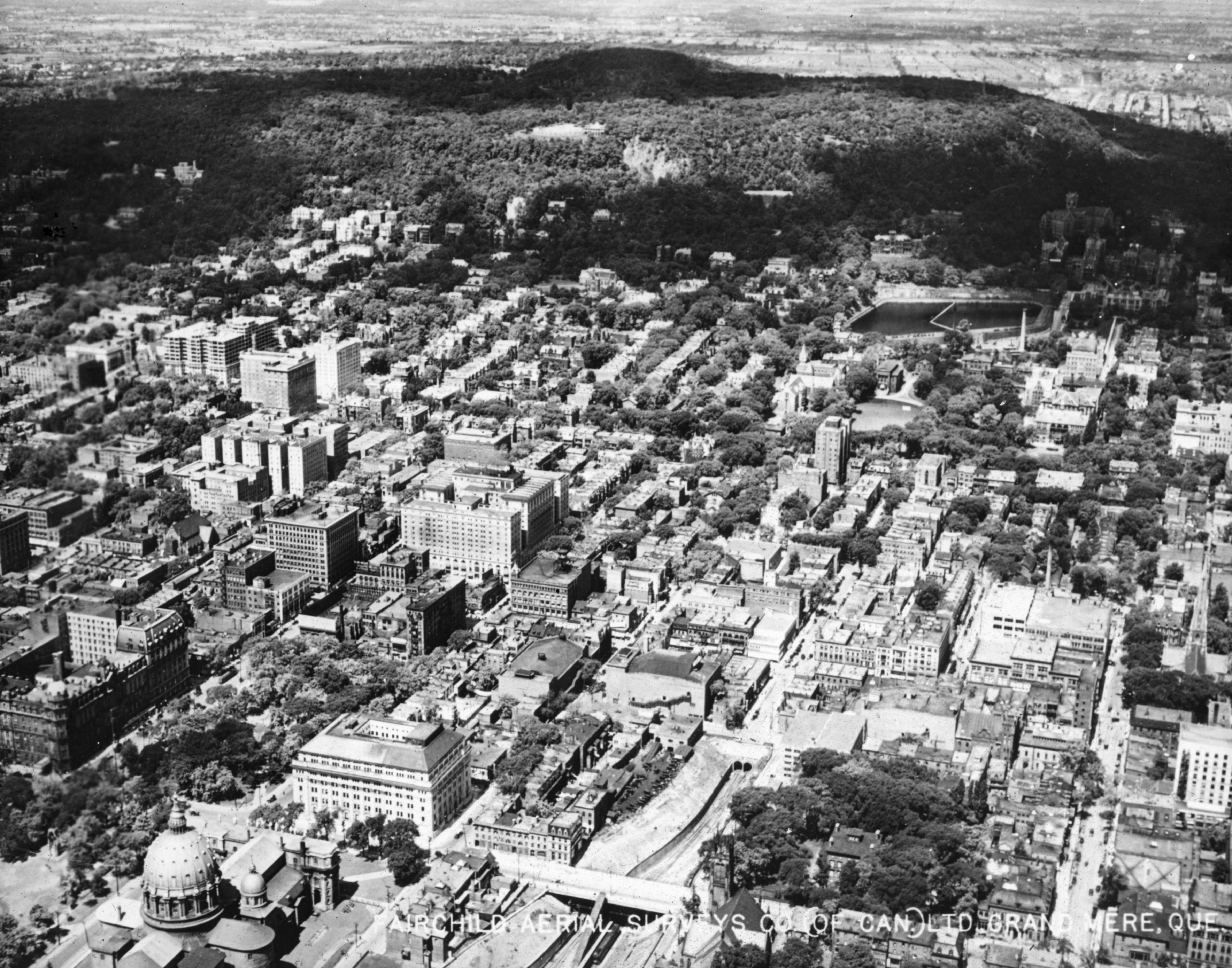 Vue aérienne oblique du centre-ville